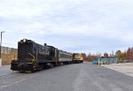 restored PRR DS4-4-1000 # 9069, former Green Mountain Coach, and restored Santa Fe SLRS # 4211